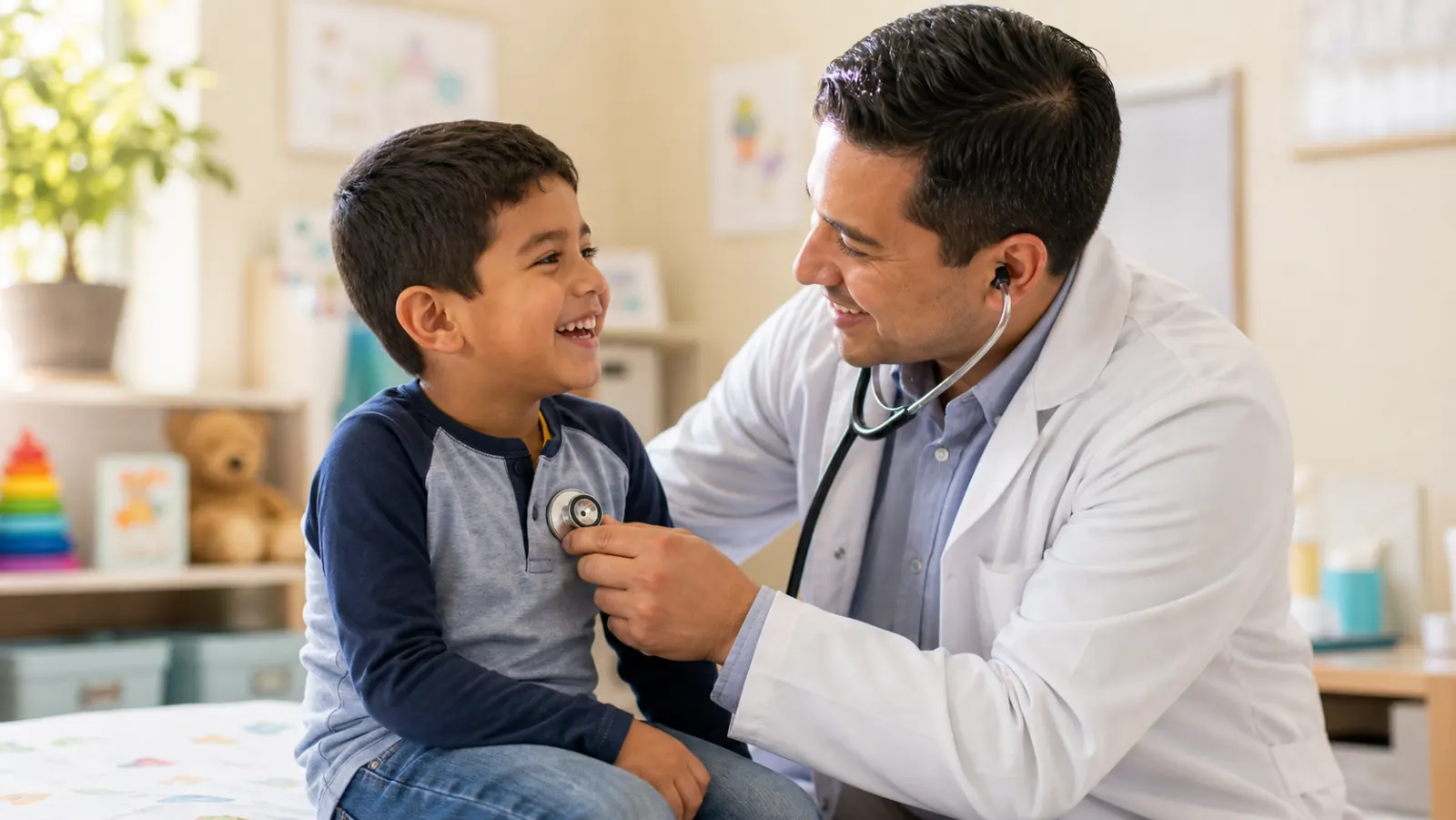 Niño en un chequeo con su pediatra